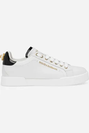 Dolce & Gabbana Sneakers Portofino In Vitello Nappato Con Lettering - Donna Sneaker Bianco Pelle 39