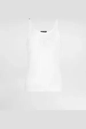 Dolce & Gabbana Canotta Slim A Costine Con Ricamo - Uomo T-shirts E Polo Bianco 48