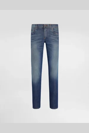 Dolce & Gabbana Jeans Skinny In Cotone Stretch Con Ricamo Logo - Uomo Denim Multicolore 44