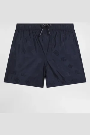 Dolce & Gabbana Boxer Da Mare In Tela Stampa Jacquard Logo Dg - Uomo Beachwear Blu 2