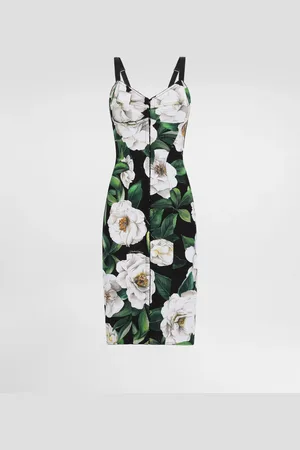 Dolce & Gabbana Abito Midi In Elastico Marquisette Gardenia - Donna Abiti 36