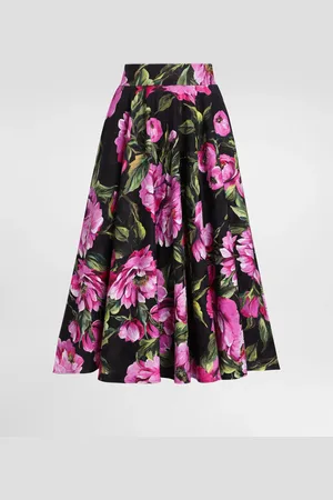 Dolce & Gabbana Gonna Longuette A Ruota In Cotone Peonie - Donna Gonne 36