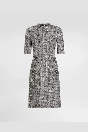 Dolce & Gabbana Abito Midi Maniche Corte In Tweed Rachel - Donna Abiti Multicolore 36