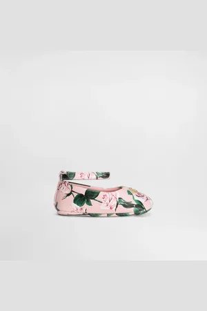 Dolce & Gabbana Ballerina In Pelle Di Agnello Rose E Logo Dg - Donna Scarpe Neonata (16-20) 17