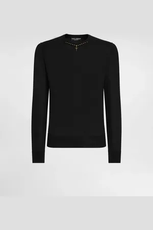 Dolce & Gabbana Maglia Girocollo In Seta Con Dettaglio Gioiello - Uomo Maglieria 46