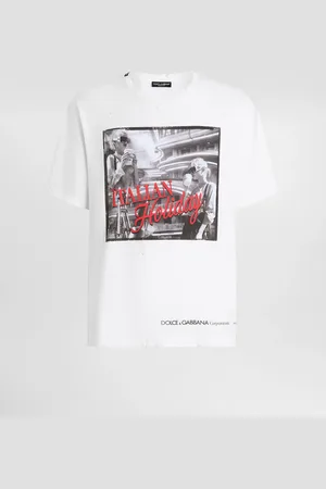 Dolce & Gabbana T-shirt In Cotone Con Stampa Italian Holiday - Uomo T-shirts E Polo Bianco 48