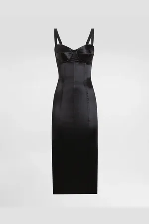 Dolce & Gabbana Abito Longuette Bustier Con Reggiseno In Raso - Donna Abiti Raso 36