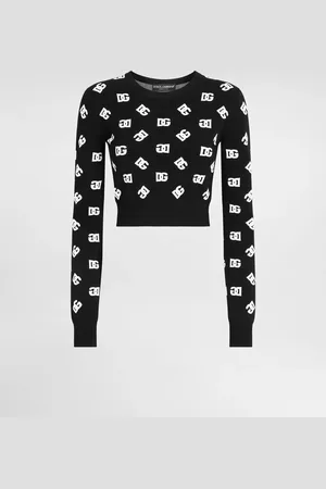 Dolce & Gabbana Maglia Corta In Viscosa Jacquard Logo Dg - Donna Maglioni E Cardigan Multicolore 50