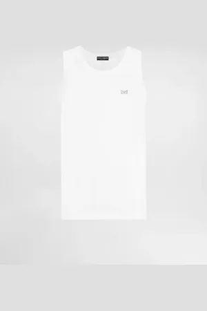 Dolce & Gabbana Canotta Over In Cotone Con Placca - Uomo T-shirts E Polo Bianco Xs