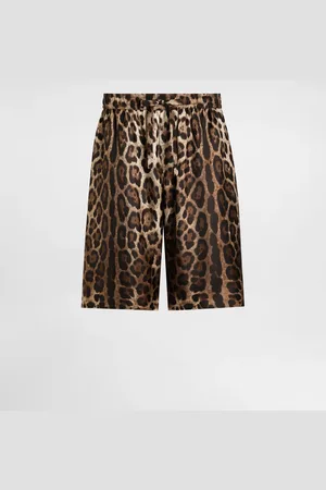 Dolce & Gabbana Bermuda In Seta Stampa Leopardo - Uomo Pantaloni E Shorts Stampa Animalier 44