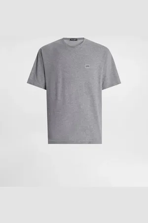 Dolce & Gabbana T-shirt In Cotone Con Placca - Uomo T-shirts E Polo Grigio 44