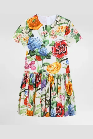 Dolce & Gabbana Abito In Popeline Con Fiori - Donna Abiti 2 Years