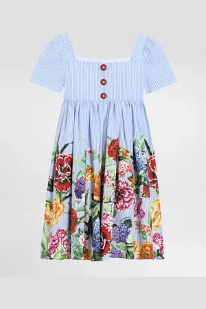 Dolce & Gabbana Abito In Popeline Rigato Con Fiori - Donna Abiti 2 Years