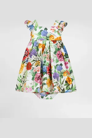 Dolce & Gabbana Abito In Popeline Con Fiori - Donna Abiti 6/9 Months