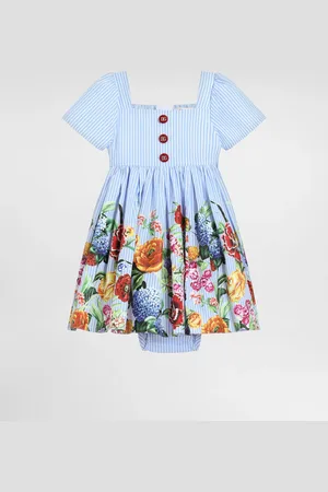 Dolce & Gabbana Abito In Popeline Rigato Con Fiori - Donna Abiti 3/6 Months
