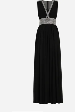 Dolce & Gabbana Abito Lungo In Chiffon Con Ricamo Termostrass - Donna Abiti 40