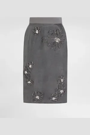 Dolce & Gabbana Gonna Midi In Organza Con Ricamo Fiori - Donna Gonne Multicolore 36