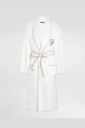 Dolce & Gabbana Vestaglia In Seta Con Ricamo - Uomo Intimo E Loungewear Bianco Seta 44