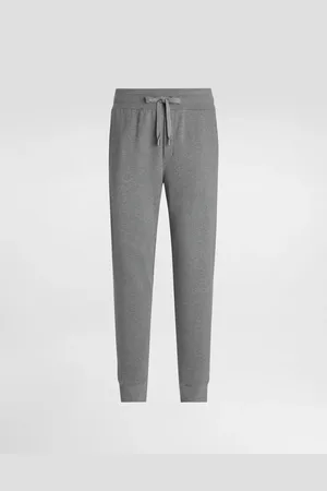 Dolce & Gabbana Pantalone Jogging In Jersey Stretch Con Placca - Uomo Pantaloni E Shorts Grigio 44