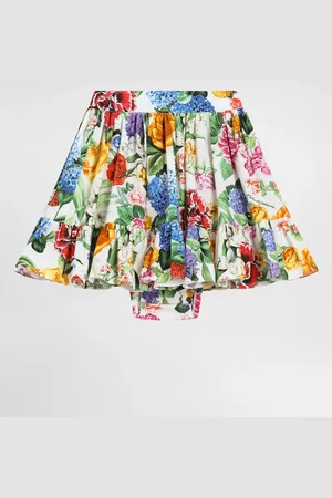 Dolce & Gabbana Gonna In Popeline Con Fiori - Donna Pantaloni E Gonne 6/9 Months