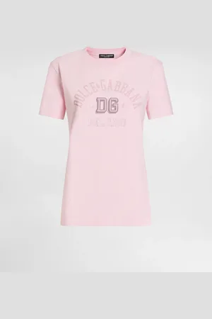 Dolce & Gabbana T-shirt Oversize In Jersey Con Ricamo Logo Dg A Rilievo - Donna T-shirts E Felpe Rosa 36