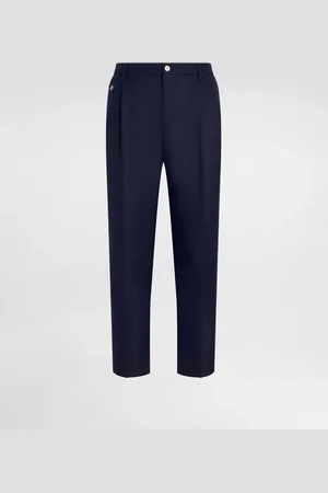 Dolce & Gabbana Pantaloni In Lana Con Doppia Pince - Uomo Pantaloni E Shorts Blu 46