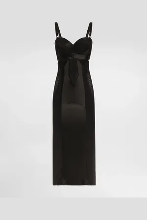 Dolce & Gabbana Abito Longuette In Raso E Pizzo Con Dettagli Bustier - Donna Abiti 40