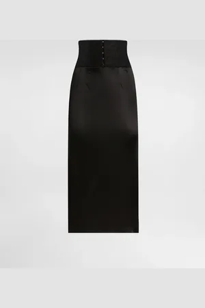 Dolce & Gabbana Gonna Longuette In Raso Con Dettaglio Cintura Corsetteria - Donna Gonne Raso 40
