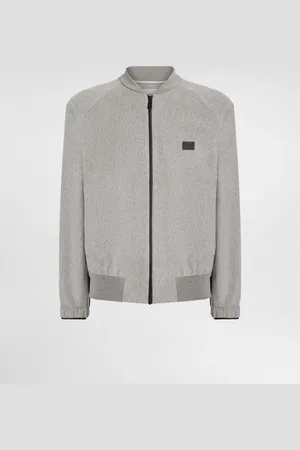 Dolce & Gabbana Bomber In Lana E Cashmere Con Placca - Uomo Cappotti E Giubbotti Grigio 46