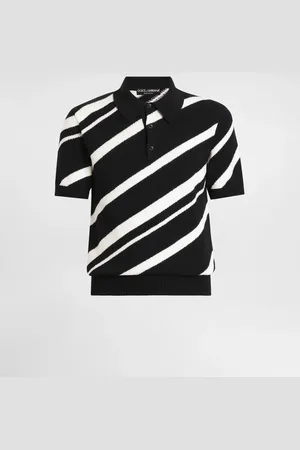 Dolce & Gabbana Maglia Polo Maniche Corte In Cotone Intarsio Righe - Uomo Maglieria Multicolore 46