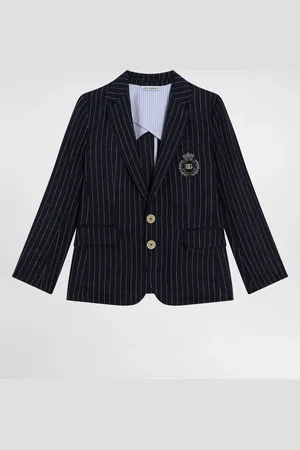 Dolce & Gabbana Giacca Monopetto In Lino Gessato Con Patch - Uomo Abiti Multicolore 3 Years