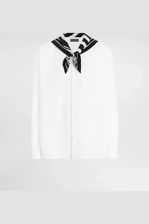 Dolce & Gabbana Camicia Manica Lunga Con Dettaglio Collo Foulard In Seta - Uomo Camicie Bianco Lino 37