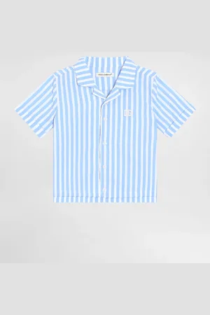 Dolce & Gabbana Camicia In Seersucker Con Logo Dg - Uomo Topwear Azzurro 3/6 Months