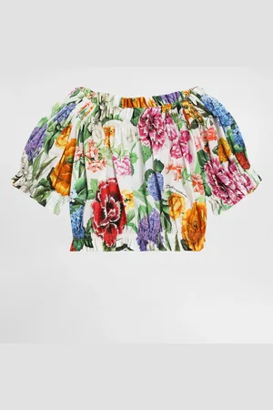 Dolce & Gabbana Top In Popeline Di Cotone Con Fiori - Donna Camicie E Top 2 Years