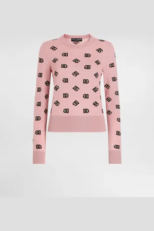 Dolce & Gabbana Maglia In Lana E Seta Jacquard Logo Dg A Contrasto - Donna Maglioni E Cardigan 44