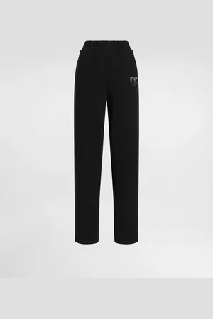 Dolce & Gabbana Pantaloni Jogging In Jersey Con Ricamo Logo Dg In Strass - Donna Pantaloni E Shorts 38
