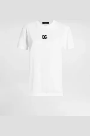 Dolce & Gabbana T-shirt In Jersey Con Ricamo Logo Dg - Donna T-shirts E Felpe Bianco 36