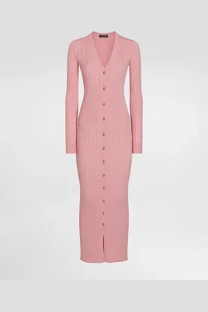 Dolce & Gabbana Cardigan Lungo In Lana A Coste - Donna Maglioni E Cardigan Rosa 40
