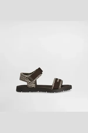 Dolce & Gabbana Sandalo In Pelle Di Vitello Con Logo Stampato - Uomo Scarpe (24-38) Marrone 27