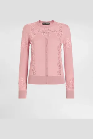 Dolce & Gabbana Cardigan In Lana Con Intarsio In Pizzo - Donna Maglioni E Cardigan 40