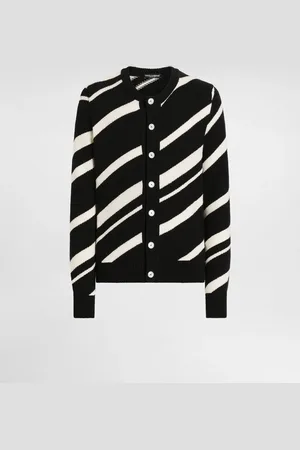 Dolce & Gabbana Cardigan Manica Lunga Intarsio Righe In Cotone - Uomo Maglieria Multicolore 50