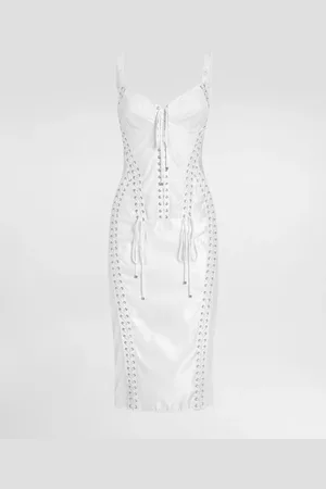 Dolce & Gabbana Abito Longuette Con Dettagli Corsetteria - Donna Abiti Bianco 42