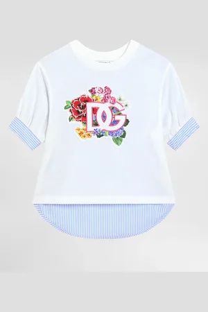 Dolce & Gabbana T-shirt In Jersey E Popeline Con Patch - Donna T-shirts E Felpe Multicolore 2 Years