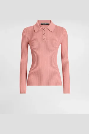 Dolce & Gabbana Maglia A Polo In Lana A Coste - Donna Maglioni E Cardigan Rosa 38