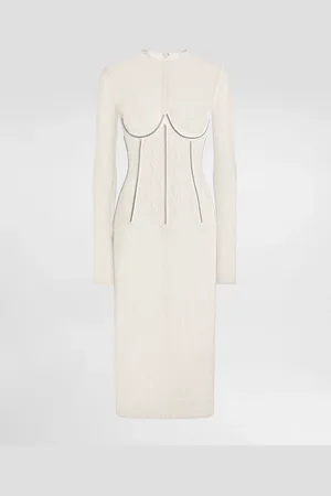 Dolce & Gabbana Abito Longuette In Pizzo Con Dettagli Bustier - Donna Abiti Bianco 36