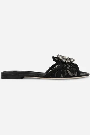Dolce & Gabbana Slippers In Pizzo Con Cristalli - Donna Slide E Mule 35