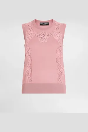 Dolce & Gabbana Canotta In Lana Con Intarsio In Pizzo - Donna Maglioni E Cardigan 40
