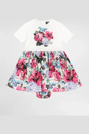 Dolce & Gabbana Abito In Jersey E Popeline Con Stampa - Donna Abiti Multicolore 18/24 Months