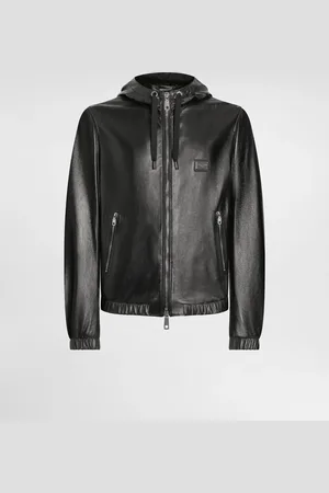 Dolce & Gabbana Giubbotto In Pelle Con Cappuccio E Placca Logata - Uomo Cappotti E Giubbotti Pelle 44