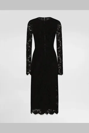 Dolce & Gabbana Abito Longuette Svasato In Pizzo Floreale Con Fodera A Contrasto - Donna Abiti 42